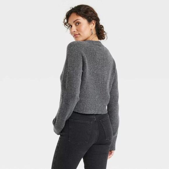 ♥ 506-B ♥ (XS) Crew Neck Cashmere-Like Pullover Cropped Knit Sw… - Picture 2 of 3